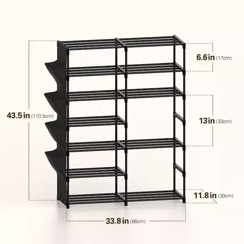 Étagère à chaussures réglable à 7 niveaux, peut contenir 24 à 30 paires, organiseur de bottes pour placard, chambre, garage et entrée, noire
