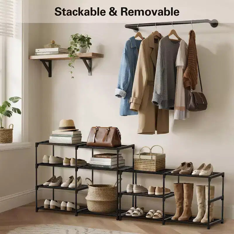 Étagère à chaussures réglable à 7 niveaux, peut contenir 24 à 30 paires, organiseur de bottes pour placard, chambre, garage et entrée, noire