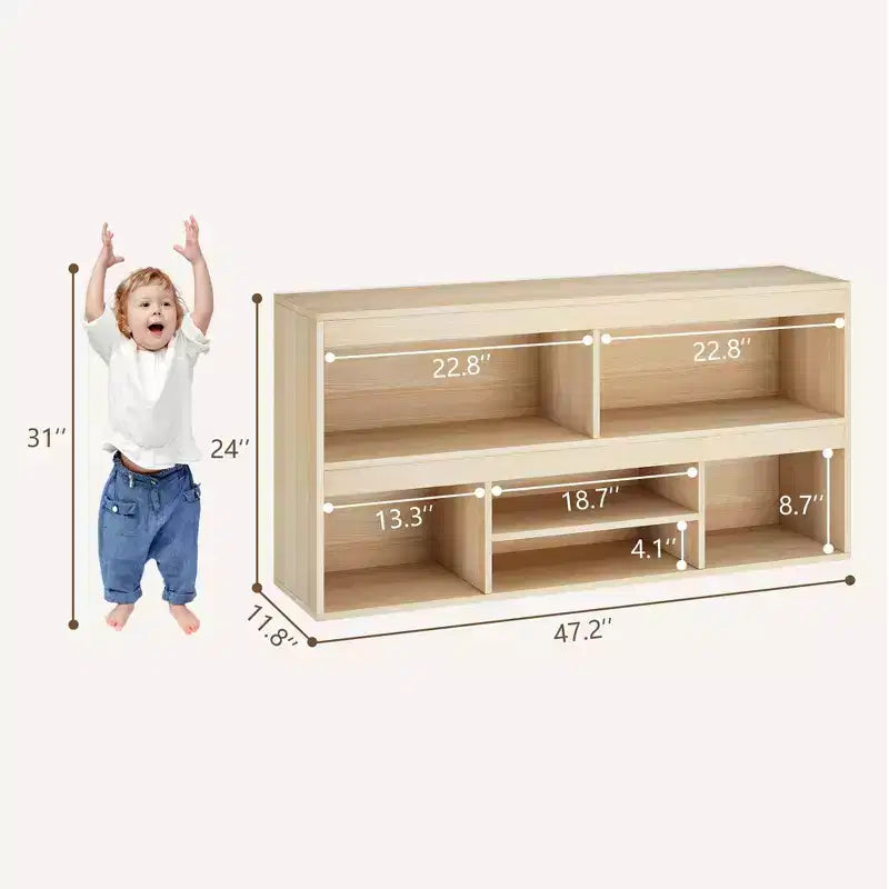 Étagère à livres pour enfants avec tiroir – Organiseur de jouets à 5 casiers pour crèche, chambre d'enfant et salle de jeux