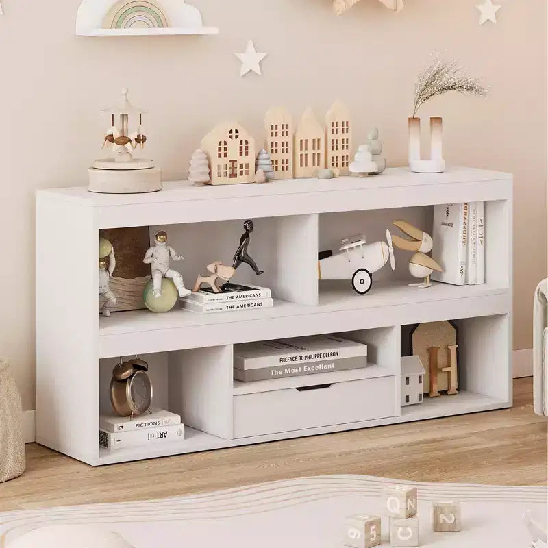 Étagère à livres pour enfants avec tiroir – Organiseur de jouets à 5 casiers pour crèche, chambre d'enfant et salle de jeux