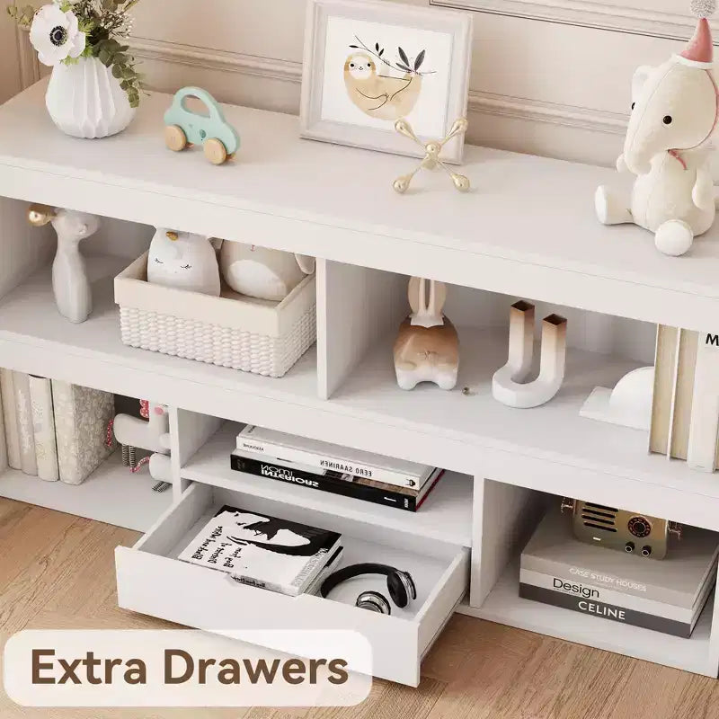 Étagère à livres pour enfants avec tiroir – Organiseur de jouets à 5 casiers pour crèche, chambre d'enfant et salle de jeux