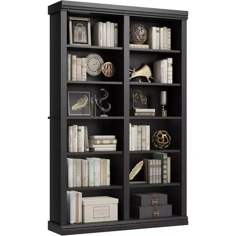 74.5 High Bookshelf With 2 Rows of Storage Space, 6-Layer Double-Width Bookshelf, Spacious Freestanding Bookcase for Living Room, Office, Library