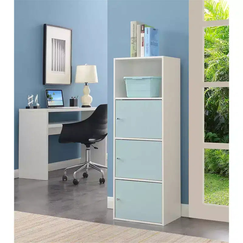 HomeStock 45 in H and 90 in.W Plastic Utility Storage Cabinets with 3 -Doors and 2 Shelves