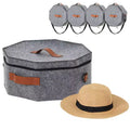 4-Pack Travel Hat Boxes with Strap, Hardboard Organizer Holds 3-5 Caps, 17x7 In