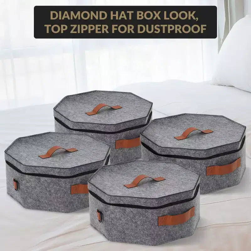 Lot de 4 boîtes de voyage pour chapeaux avec sangle, organiseur pouvant contenir 3 à 5 casquettes, 43 x 18 cm