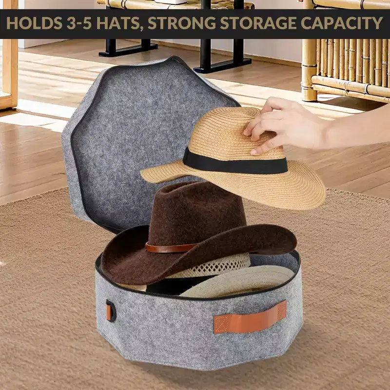 Lot de 4 boîtes de voyage pour chapeaux avec sangle, organiseur pouvant contenir 3 à 5 casquettes, 43 x 18 cm