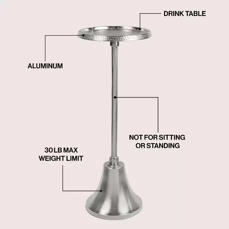 Guéridon Art Déco 24" avec plateau rond martelé et piètement cloche