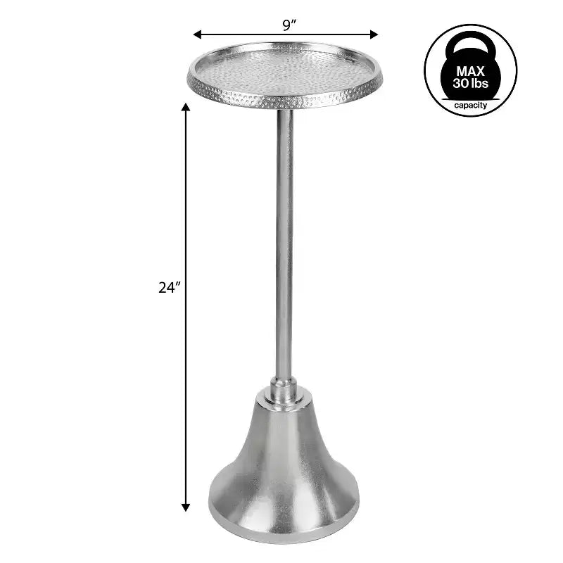 Guéridon Art Déco 24" avec plateau rond martelé et piètement cloche