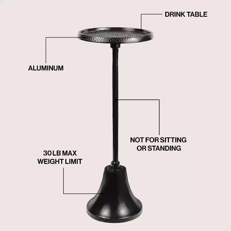 Guéridon Art Déco 24" avec plateau rond martelé et piètement cloche