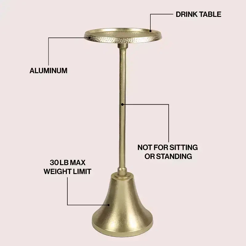 Guéridon Art Déco 24" avec plateau rond martelé et piètement cloche
