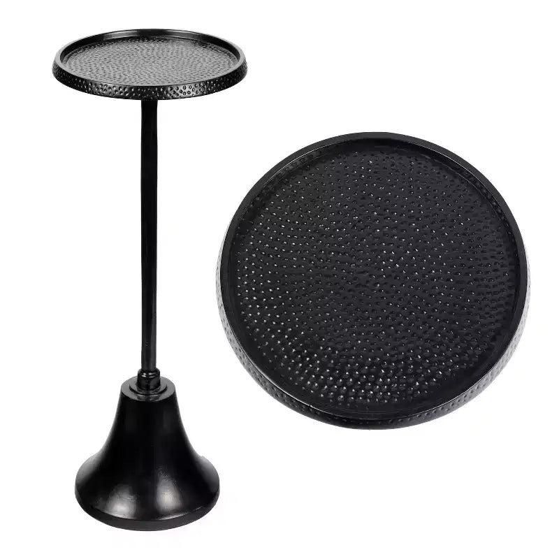 JONATHAN Y Irida 24 Art Deco Designer Pedestal Drink Table & Decorative End Table with Hammered Round Top & Bell Base