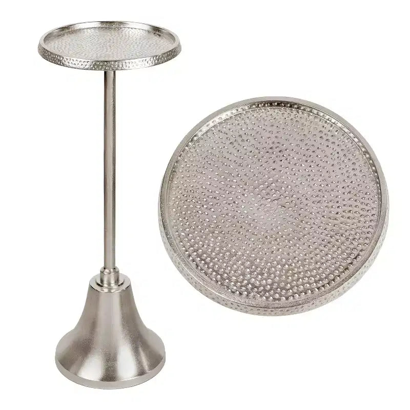 Guéridon Art Déco 24" avec plateau rond martelé et piètement cloche