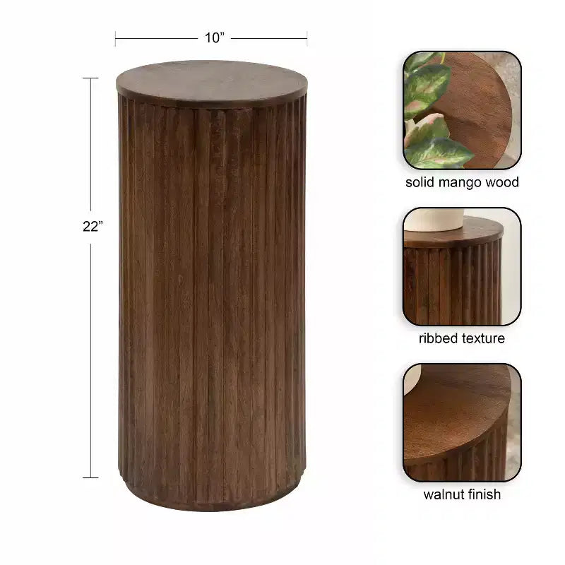 Table d'appoint cannelée en bois