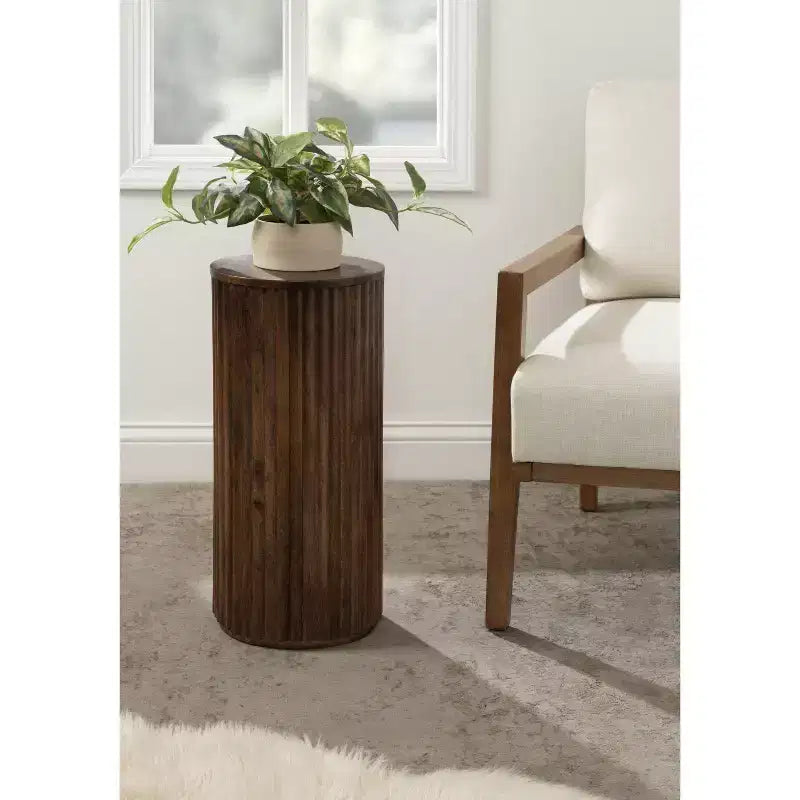 Table d'appoint cannelée en bois