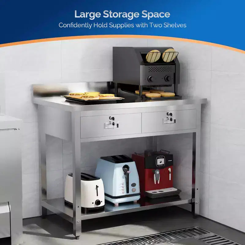 Table de préparation et de travail en acier inoxydable 42 po x 26 po avec tiroir pour cuisine de restaurant