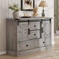 Farmhouse 4 Drawer Dresser for Bedroom, with Large Drawers & Bar Handles,Sliding Barn Doors for Closet,Living Room