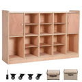 10-Cubby Wall Mount Storage Organizer with Hooks, Birch Plywood Shelf for Classroom & Playroom