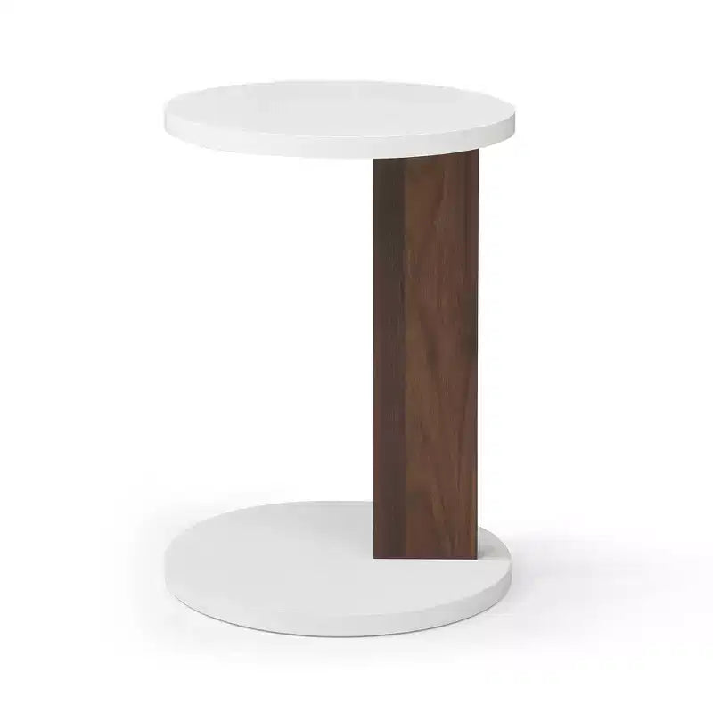 Table d'appoint en bois manufacturé en forme de C