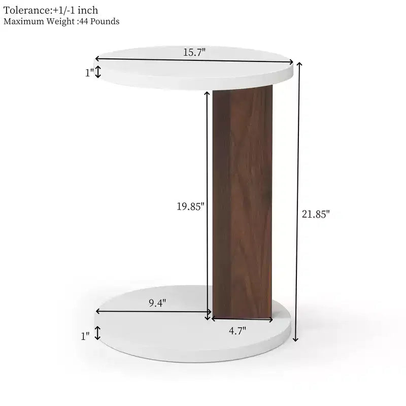 Table d'appoint en bois manufacturé en forme de C