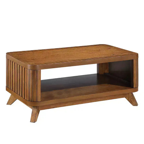 Table basse rectangulaire en bois de 41,5 po avec étagère de rangement ouverte, montage facile, noyer
