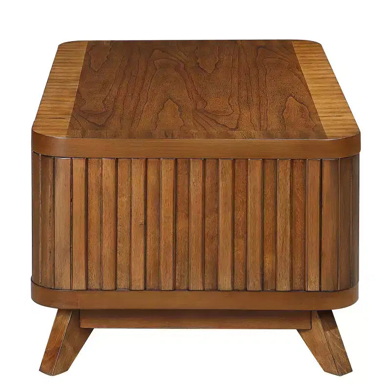 Table basse rectangulaire en bois de 41,5 po avec étagère de rangement ouverte, montage facile, noyer