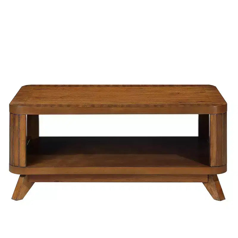 Table basse rectangulaire en bois de 41,5 po avec étagère de rangement ouverte, montage facile, noyer