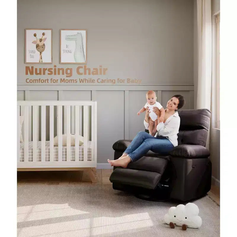 Fauteuil inclinable électrique 360° avec fonction pivotante, bascule, chauffage et massage, en cuir PU