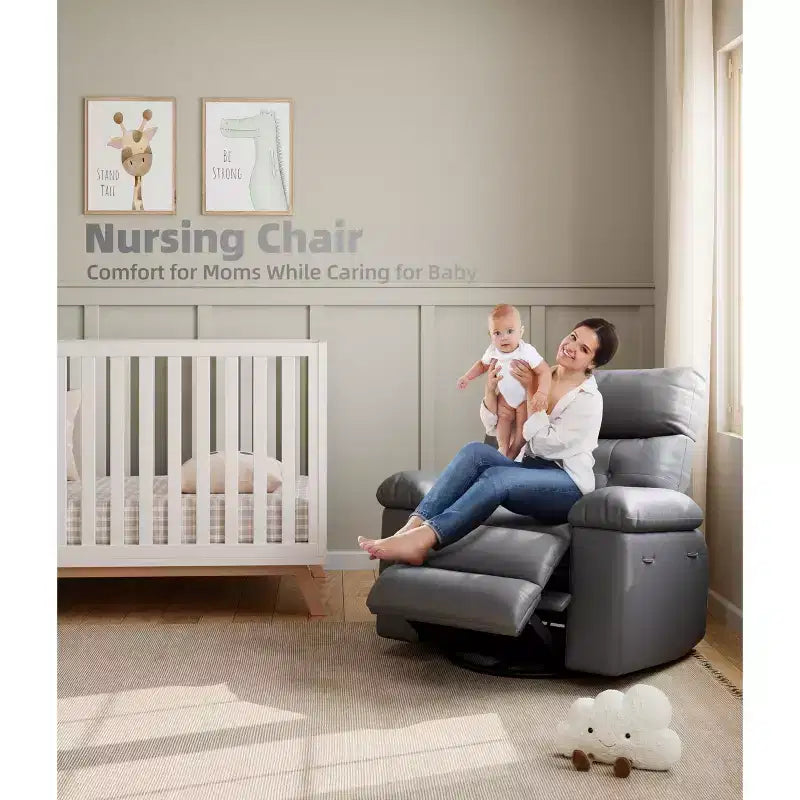 Fauteuil inclinable électrique 360° avec fonction pivotante, bascule, chauffage et massage, en cuir PU