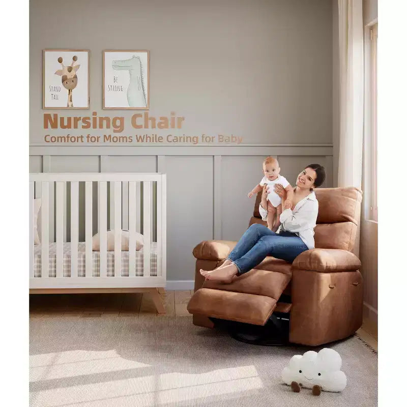 Fauteuil inclinable électrique 360° avec fonction pivotante, bascule, chauffage et massage, en cuir PU