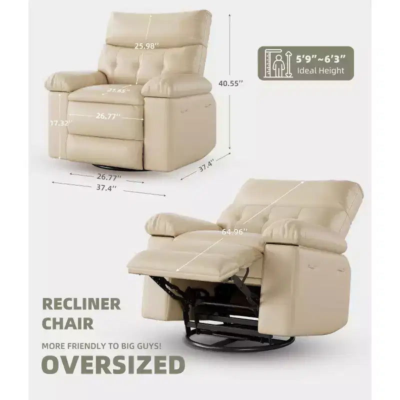 Fauteuil inclinable électrique 360° avec fonction pivotante, bascule, chauffage et massage, en cuir PU