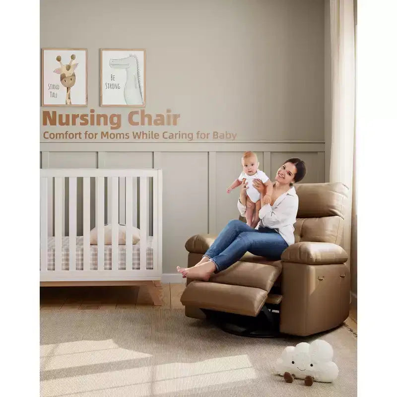 Fauteuil inclinable électrique 360° avec fonction pivotante, bascule, chauffage et massage, en cuir PU