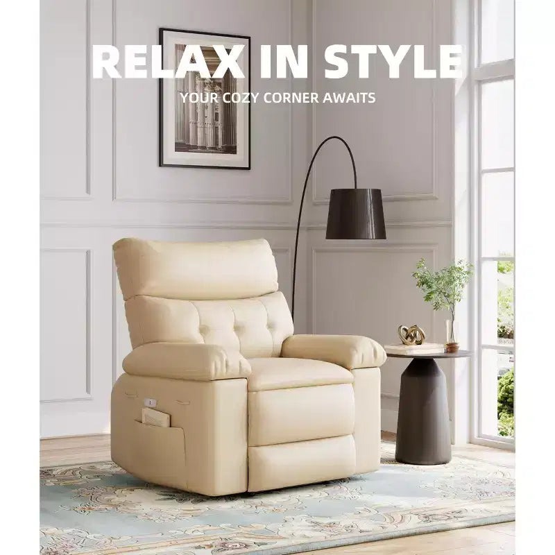 Fauteuil inclinable électrique 360° avec fonction pivotante, bascule, chauffage et massage, en cuir PU
