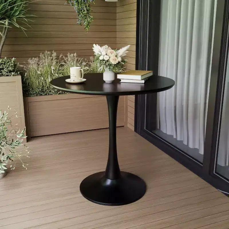Table de cuisine moderne de 80 cm pour 2-4 personnes, table à manger ronde avec pied central stable, petite table pour salon, salle à manger