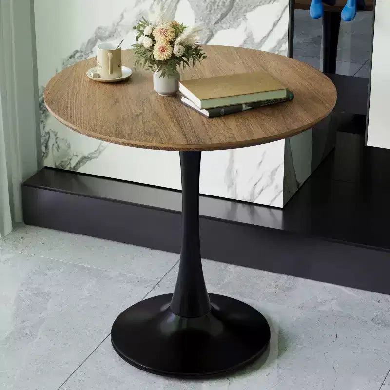 Table de cuisine moderne de 80 cm pour 2-4 personnes, table à manger ronde avec pied central stable, petite table pour salon, salle à manger