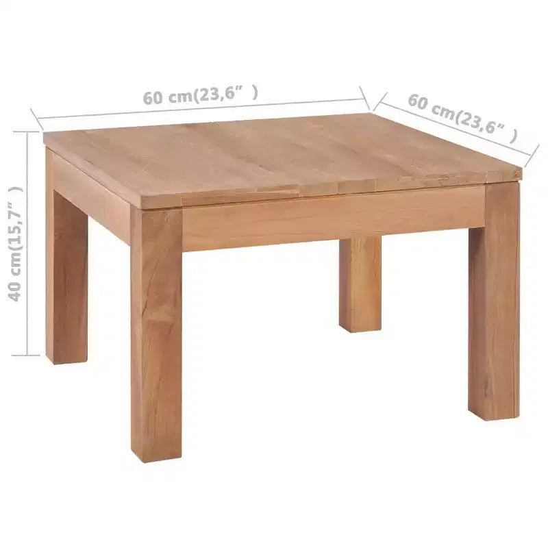 Table basse en teck massif naturel 60x60 cm