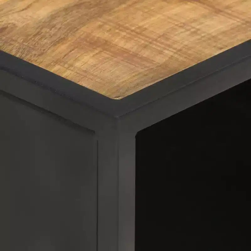 Table basse en manguier brut et cannage naturel