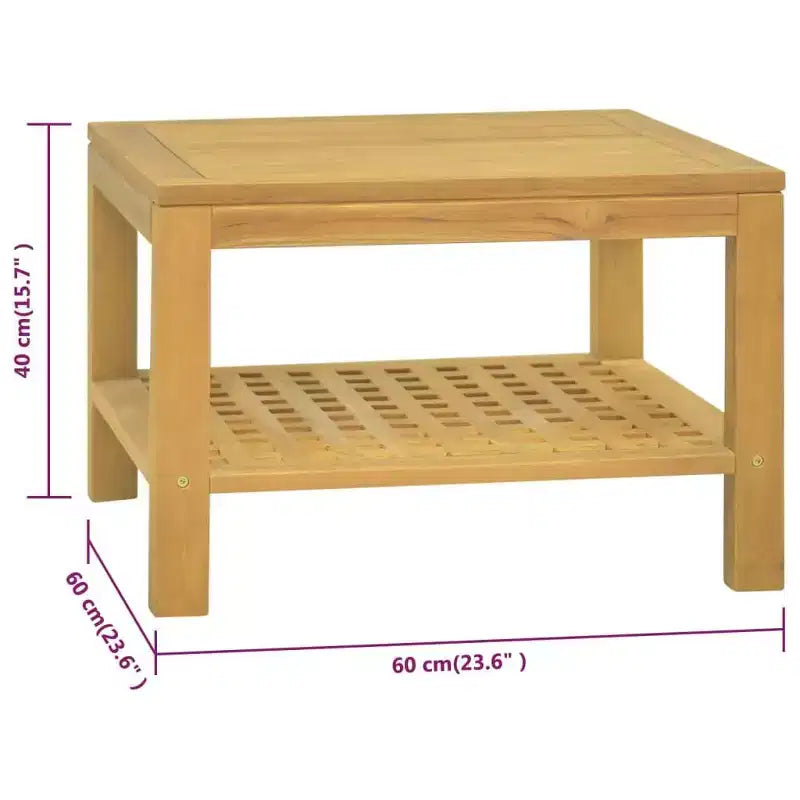 Table basse 23.6x23.6x15.7 Bois massif Teck