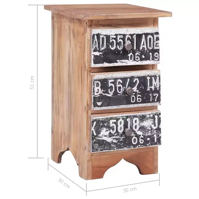 Table de chevet 30x30x51 cm en bois d'acajou massif
