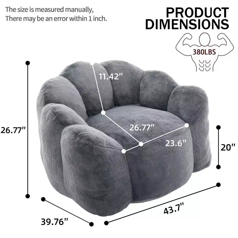 Fauteuil canapé en peluche surdimensionné "Modern Relax" avec accoudoir, canapé simple à assise profonde pour salon, appartement, chambre d'amis
