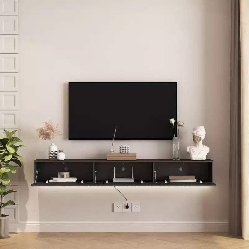 Floating TV Stand, 71 Floating Entertainment Center Wall Mounted,Floating Wall Mounted TV Shelf with Led Lights