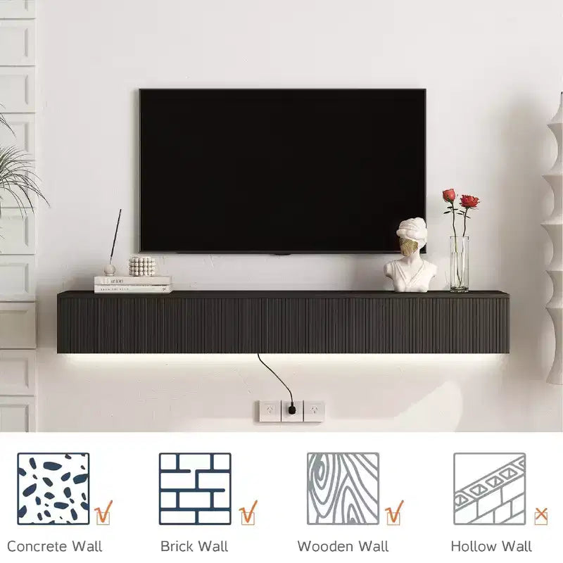 Meuble TV Mural avec Lumières LED, 180 cm