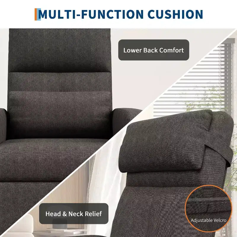 Fauteuil inclinable électrique avec massage et chaleur, port USB, 2 poches latérales