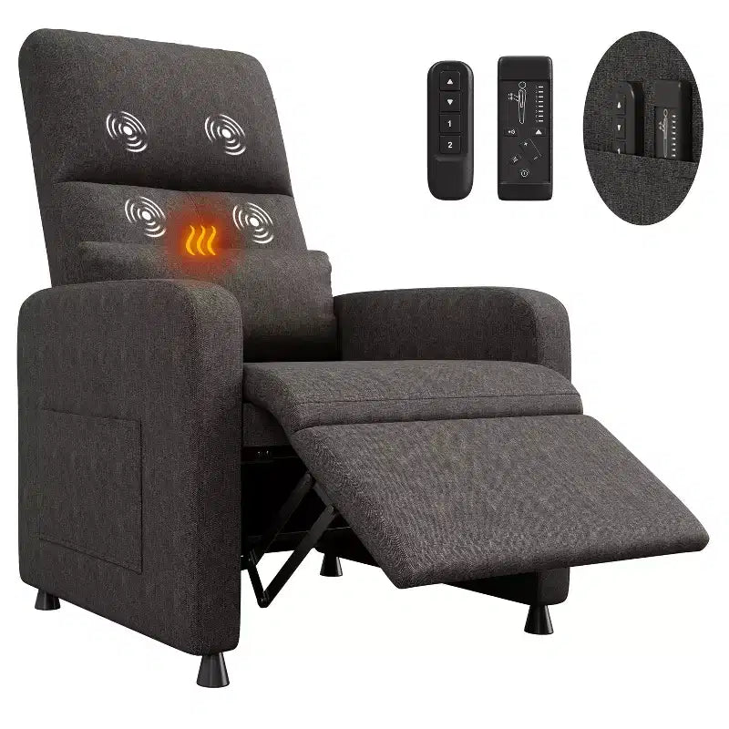 Recliner Chair, Reclining Sofa Adjustable Recliner, Lazy Chair, Ergonomic Overstuffed Tall Back, Padded Seat, 2 Side Pockets, for Living Room