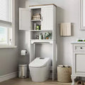 Over The Toilet Storage Cabinet, 66 in Bathroom Space Saver Organizer with Double Doors & Adjustable Shelves Free Standing Toilet Shelf for Bathrooms