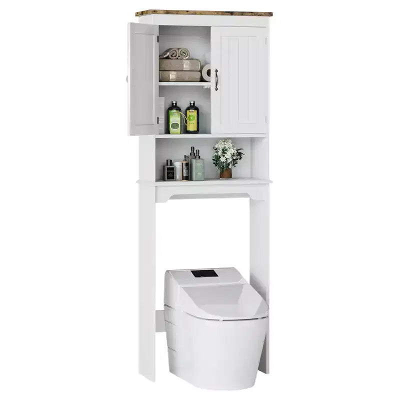 Meuble de rangement WC double porte avec étagères réglables, 168 cm, gain de place pour la salle de bain