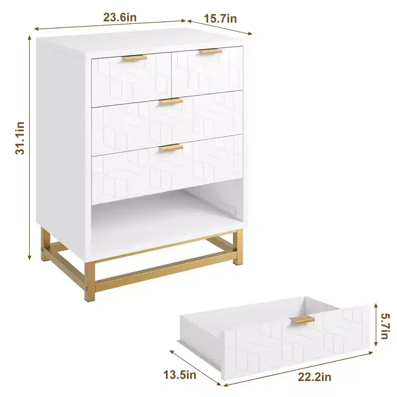 Commode à 5 tiroirs avec base en métal