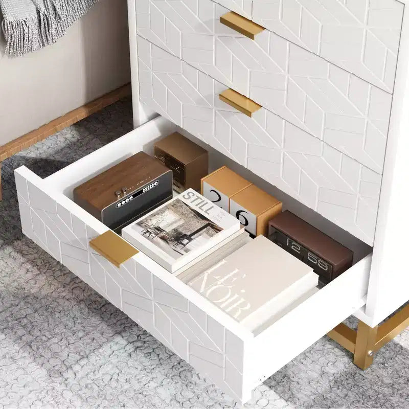Commode à 5 tiroirs avec base en métal