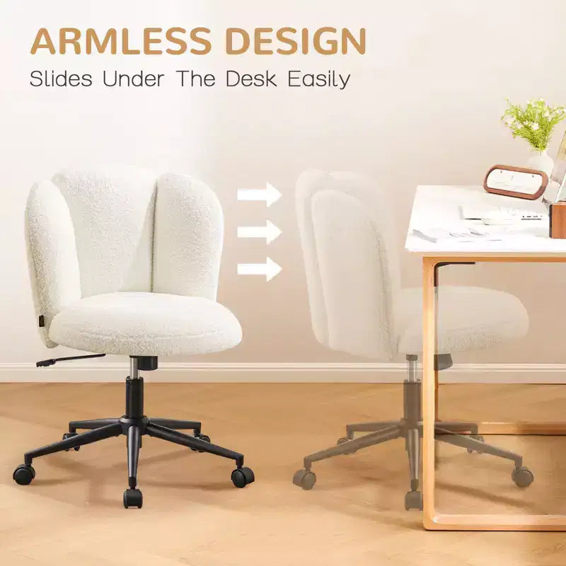 Chaise de coiffeuse rembourrée sans accoudoirs, chaise d'appoint en tissu bouclette pour chambre, dressing ou bureau à domicile