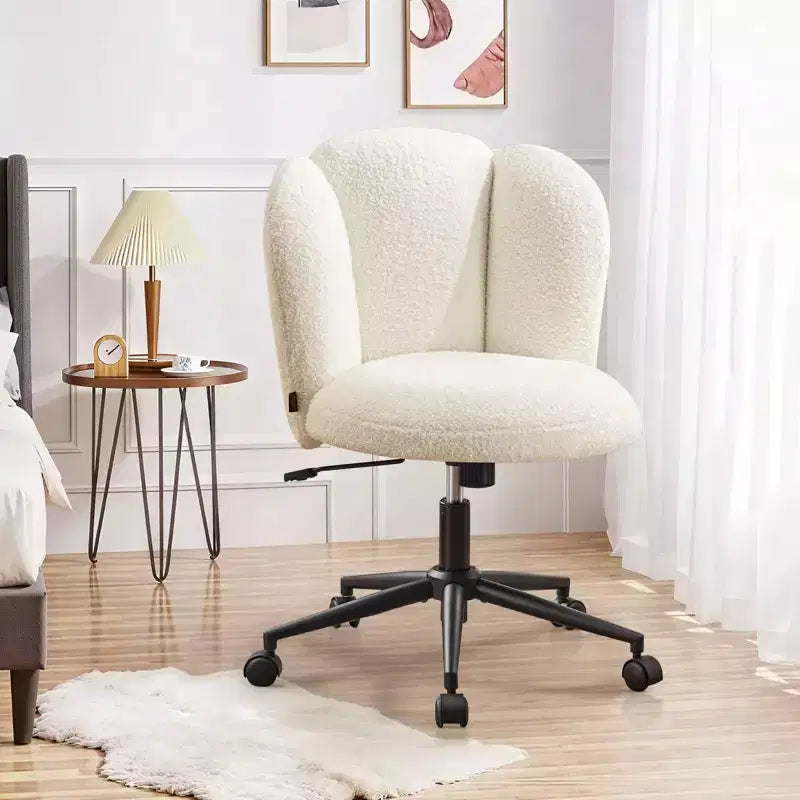 Chaise de coiffeuse rembourrée sans accoudoirs, chaise d'appoint en tissu bouclette pour chambre, dressing ou bureau à domicile