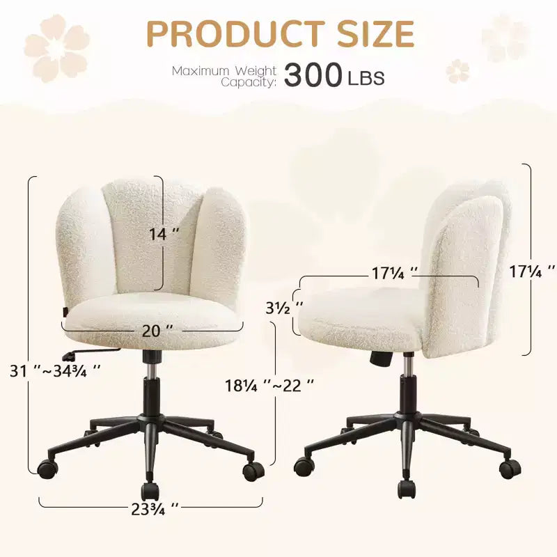 Chaise de coiffeuse rembourrée sans accoudoirs, chaise d'appoint en tissu bouclette pour chambre, dressing ou bureau à domicile